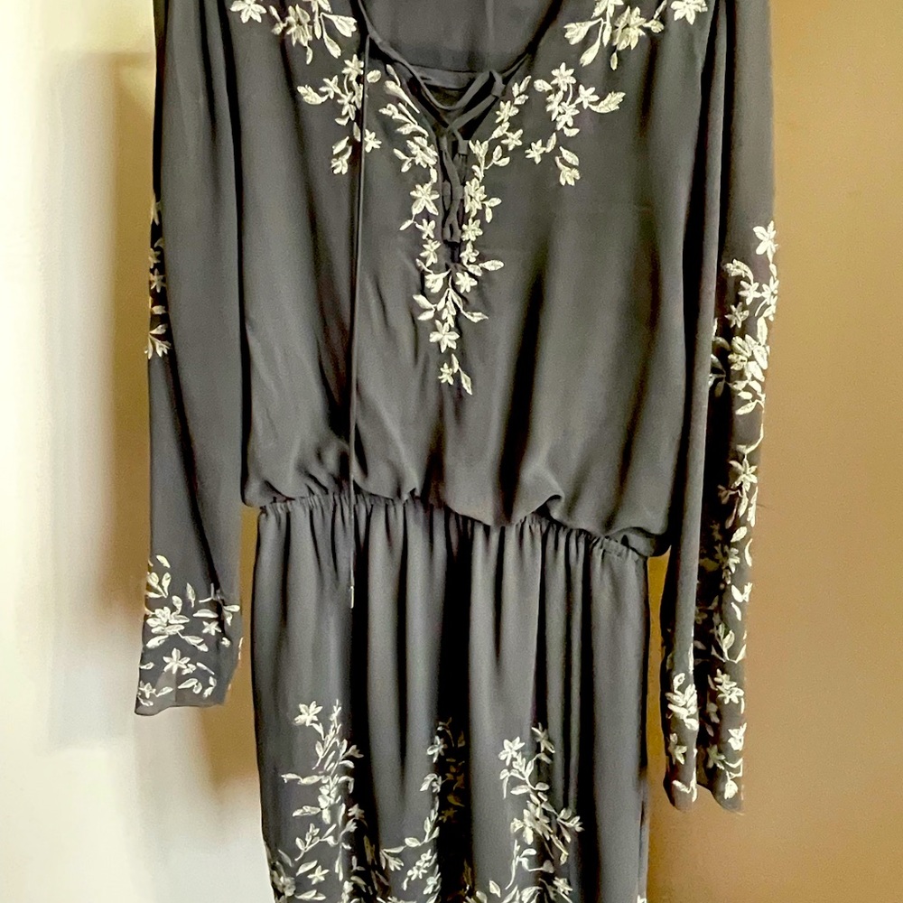 Gray dress with white embroidery